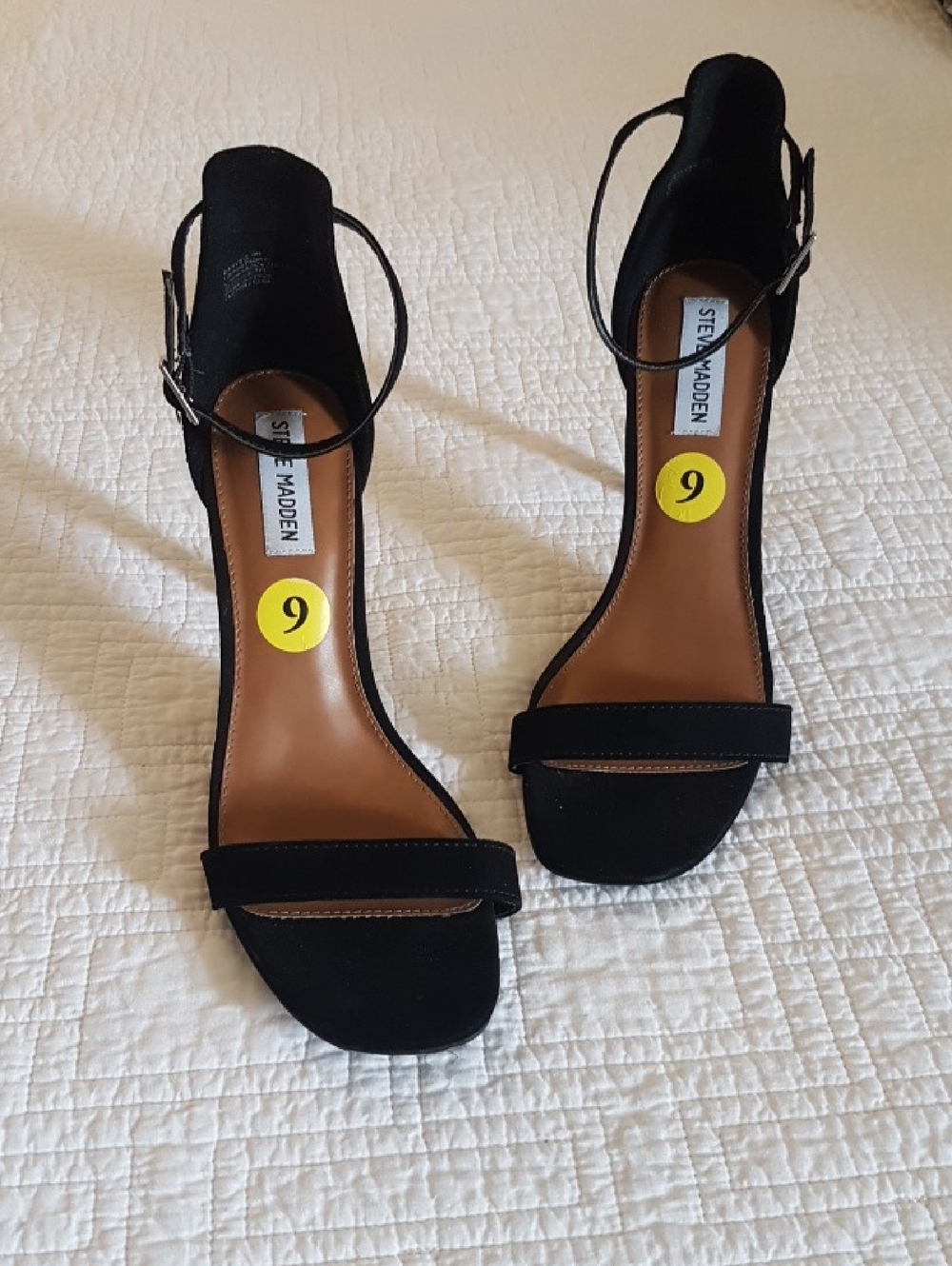 Steve Madden Black Suede Open-Toe Ankle-Strap Heels